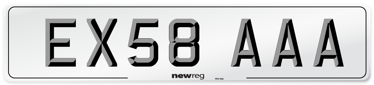 EX58 AAA Number Plate from New Reg